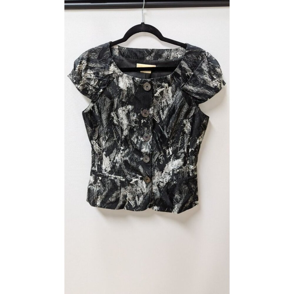 Micheal Kors Black/White Patterned Short Sleeve Blazer